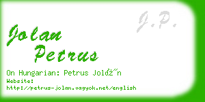 jolan petrus business card